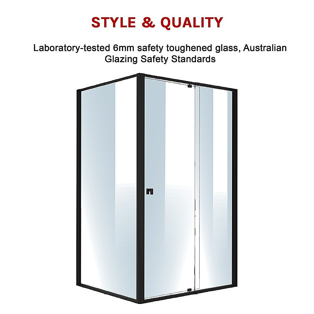 Semi Frameless Shower Screen (114~122)x 195cm & (98~101)x195cm Side AS/NZS Glass V63-824581