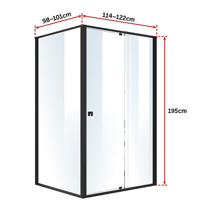 Semi Frameless Shower Screen (114~122)x 195cm & (98~101)x195cm Side AS/NZS Glass V63-824581