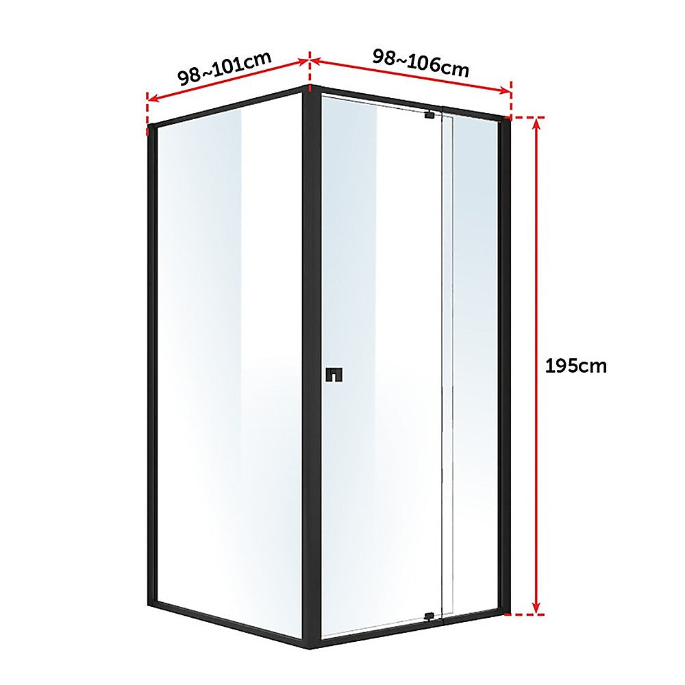 Semi Frameless Shower Screen (98~106)x 195cm & (98~101)x 195cm Side AS/NZS Glass V63-824591