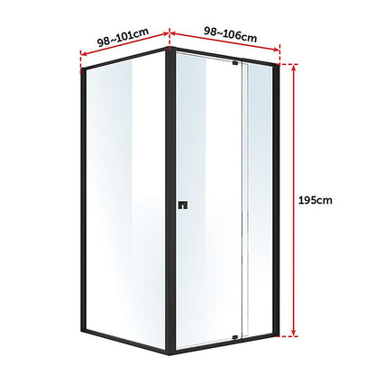 Semi Frameless Shower Screen (98~106)x 195cm & (98~101)x 195cm Side AS/NZS Glass V63-824591