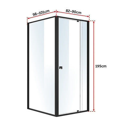 Semi Frameless Shower Screen (82~90)x 195cm & (98~101)x 195cm Side AS/NZS Glass V63-824601