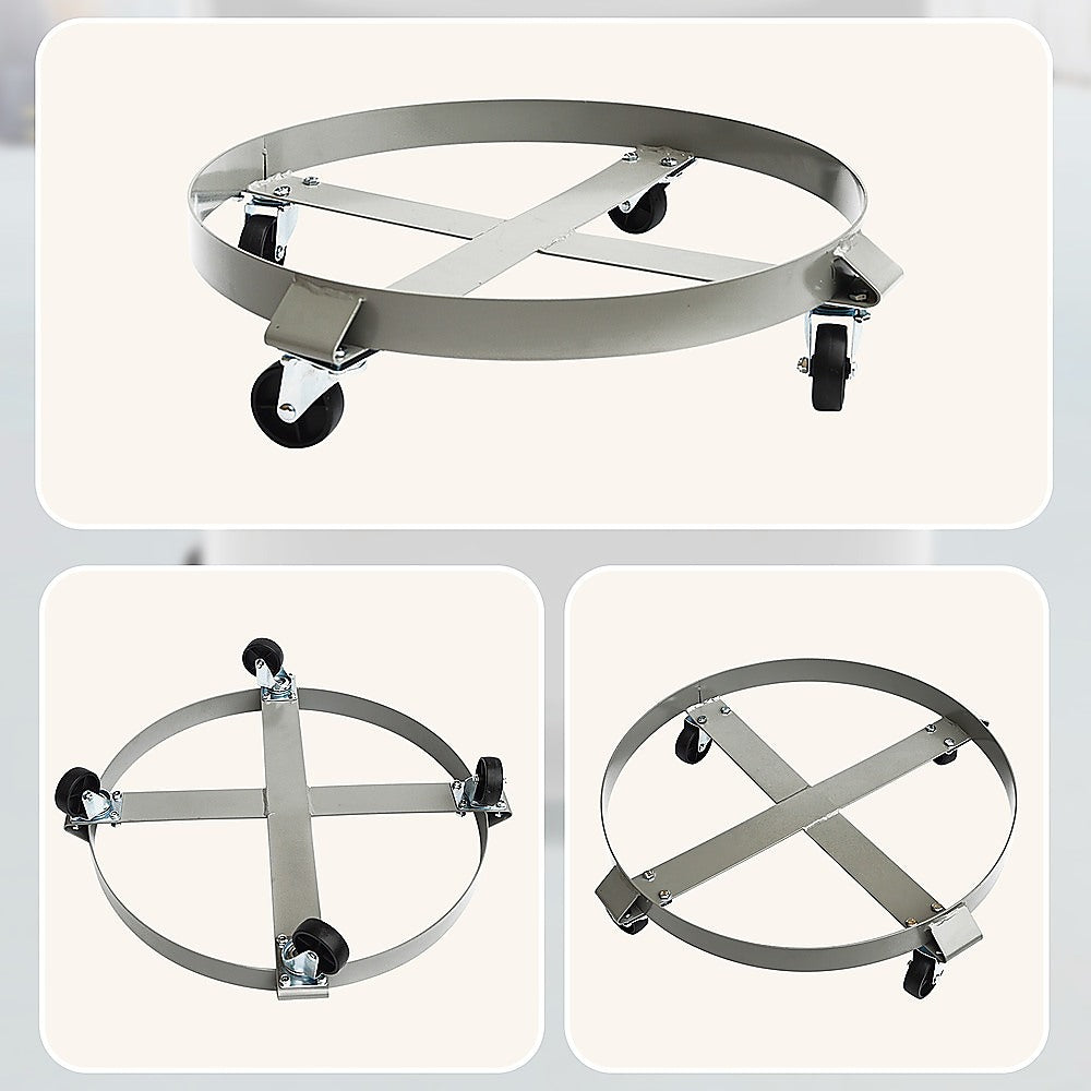 Drum Dolly 450kg 55 Gallon w Swivel Casters Heavy Duty Steel Frame Non Tipping V63-824681