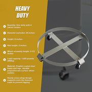 Drum Dolly 450kg 55 Gallon w Swivel Casters Heavy Duty Steel Frame Non Tipping V63-824681