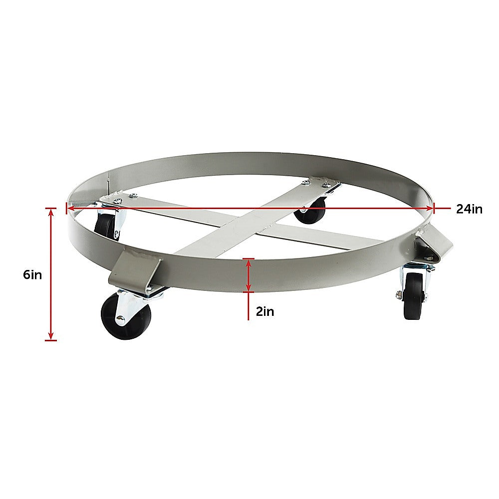 Drum Dolly 450kg 55 Gallon w Swivel Casters Heavy Duty Steel Frame Non Tipping V63-824681