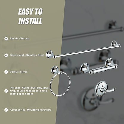 4 Piece Towel Bar Set Bath Accessories Bathroom Hardware