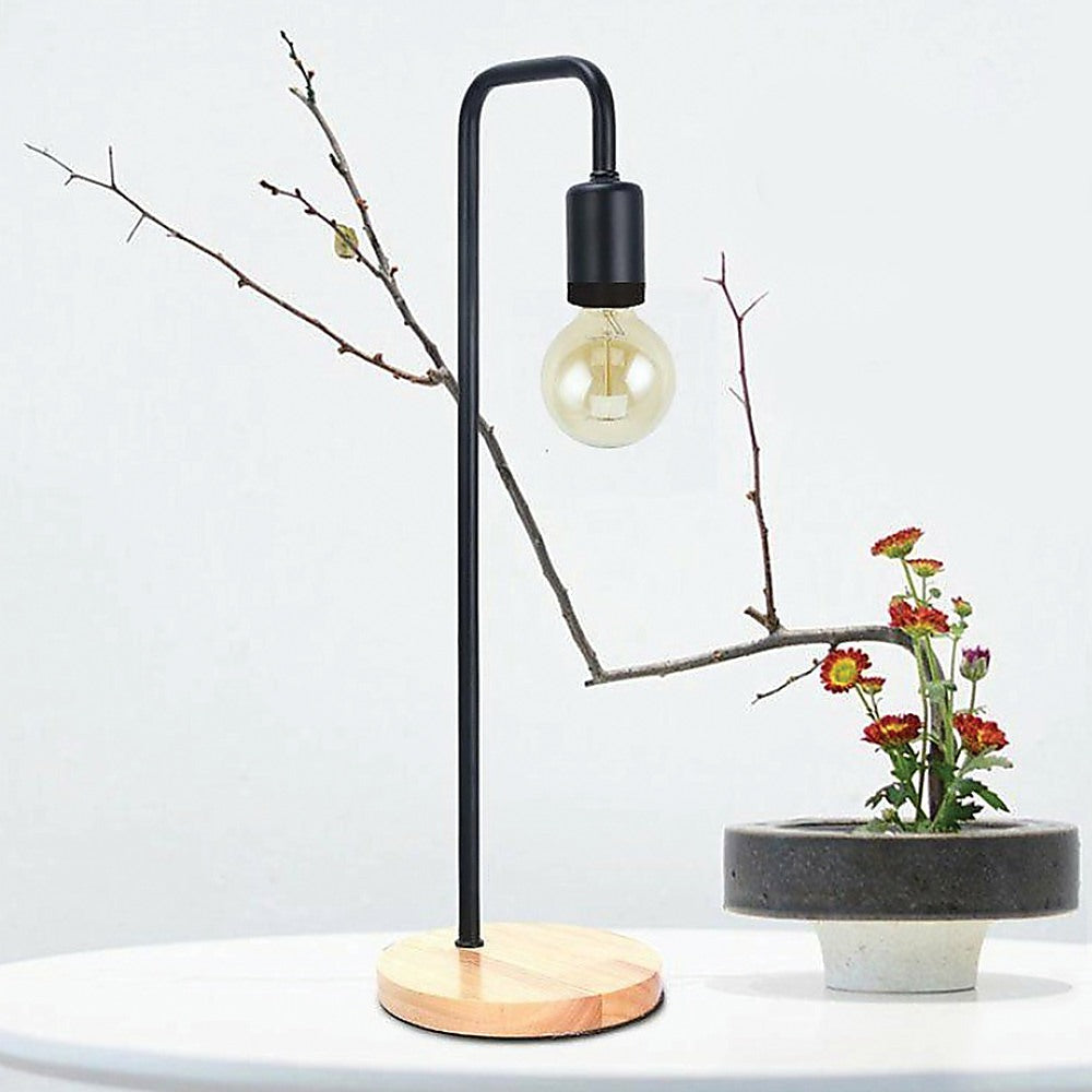 Modern Table lamp Desk Light Timber Base Bedside Bedroom Black V63-824821