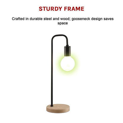 Modern Table lamp Desk Light Timber Base Bedside Bedroom Black V63-824821