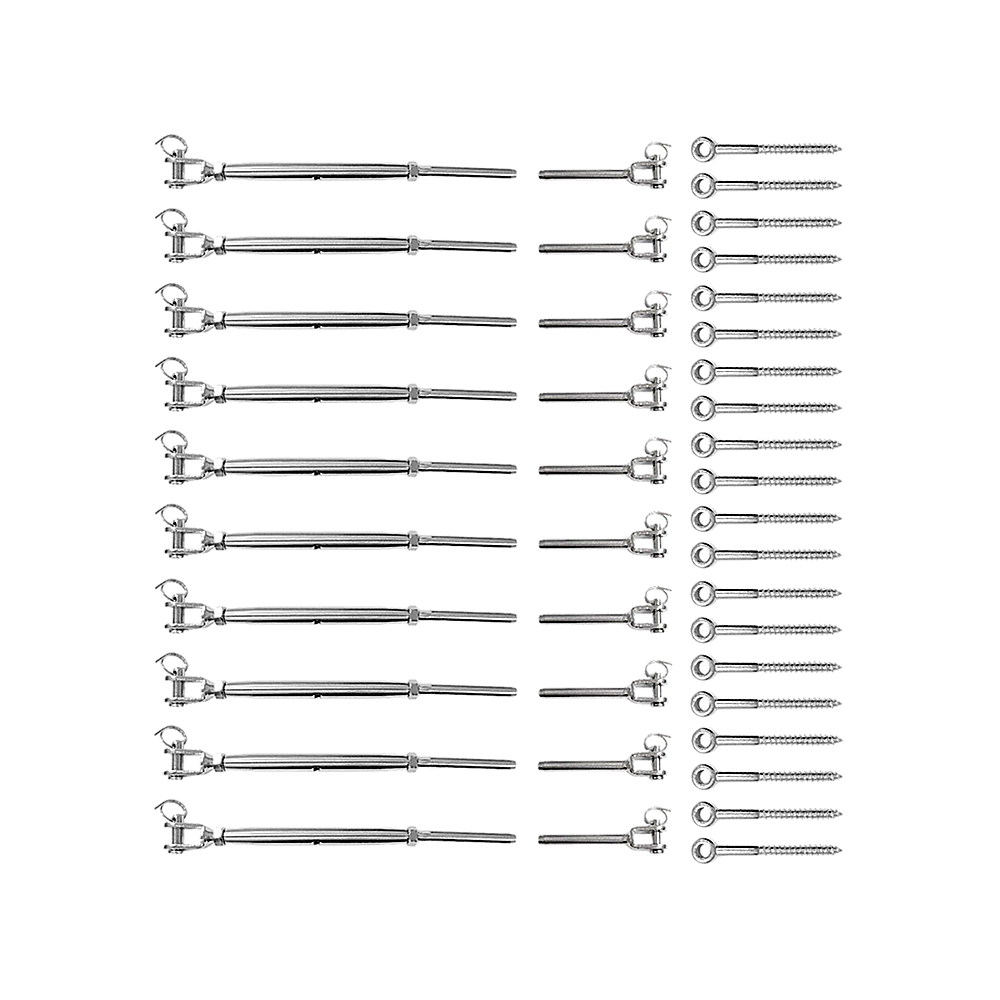 Stainless Steel Wire Rope Balustrade DIY Kit Jaw Swage Fork Turnbuckle 10 Pack For Secure Cable Railing V63-824881