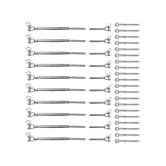 Stainless Steel Wire Rope Balustrade DIY Kit Jaw Swage Fork Turnbuckle 10 Pack For Secure Cable Railing V63-824881