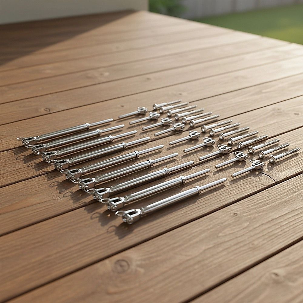 Stainless Steel Wire Rope Balustrade DIY Kit Jaw Swage Fork Turnbuckle 10 Pack For Secure Cable Railing V63-824881