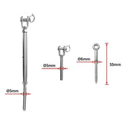 Stainless Steel Wire Rope Balustrade DIY Kit Jaw Swage Fork Turnbuckle 10 Pack For Secure Cable Railing V63-824881