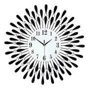 Large Modern 3D Crystal Wall Clock Luxury Art Metal Round Home Decor V63-824911
