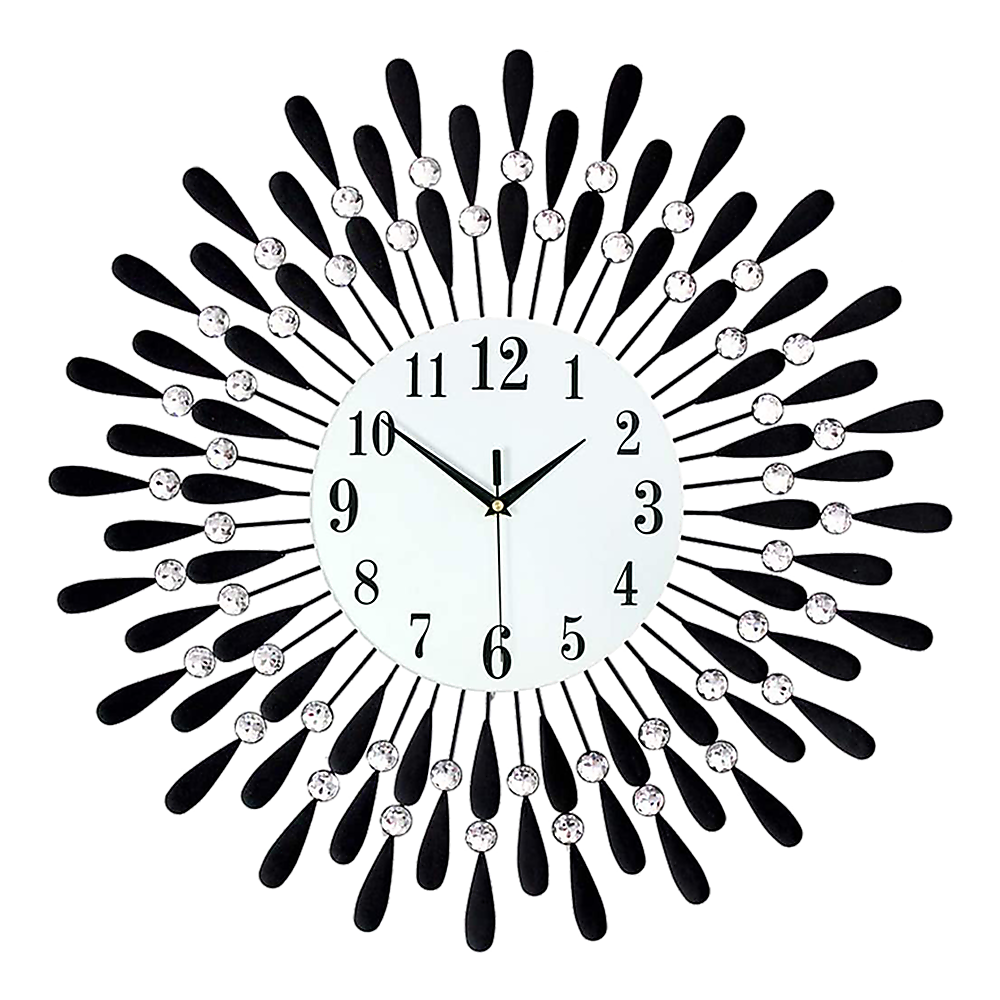 Large Modern 3D Crystal Wall Clock Luxury Art Metal Round Home Decor V63-824911