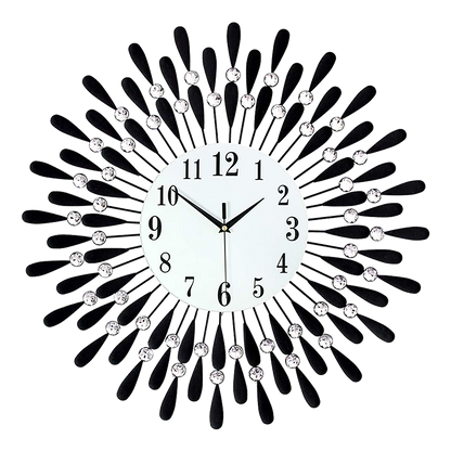 Large Modern 3D Crystal Wall Clock Luxury Art Metal Round Home Decor V63-824911