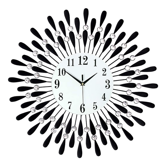 Large Modern 3D Crystal Wall Clock Luxury Art Metal Round Home Decor V63-824911