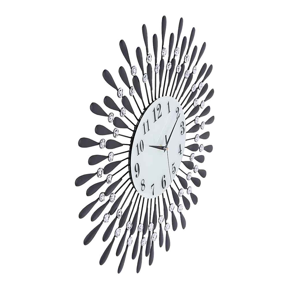 Large Modern 3D Crystal Wall Clock Luxury Art Metal Round Home Decor V63-824911
