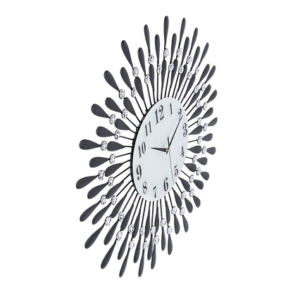 Large Modern 3D Crystal Wall Clock Luxury Art Metal Round Home Decor V63-824911