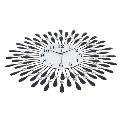 Large Modern 3D Crystal Wall Clock Luxury Art Metal Round Home Decor V63-824911