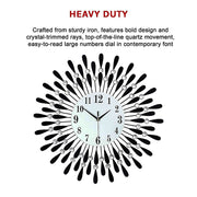 Large Modern 3D Crystal Wall Clock Luxury Art Metal Round Home Decor V63-824911