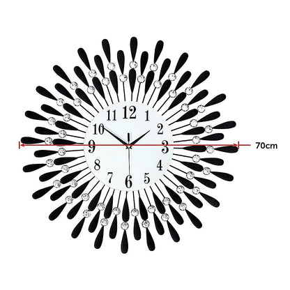 Large Modern 3D Crystal Wall Clock Luxury Art Metal Round Home Decor V63-824911