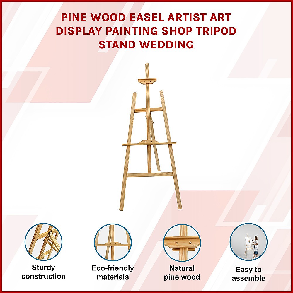 Pine Wood Easel Artist Art Display Painting Shop Tripod Stand Wedding V63-824931