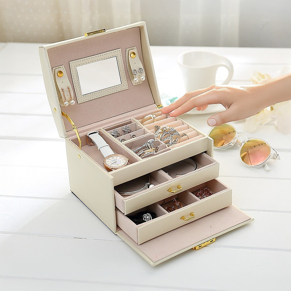 Jewellery Storage Box Girls Ring Necklace Display Organiser Case For Neat Accessory Storage V63-824941