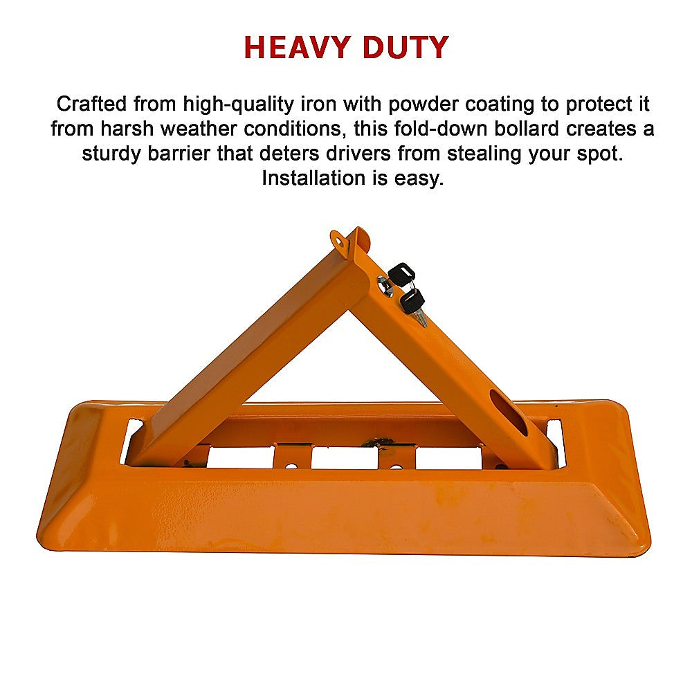 60cm Iron Fold Down Vehicle Security Parking Lock Bollard Barrier For Reserved Car Parking Protection V63-824971
