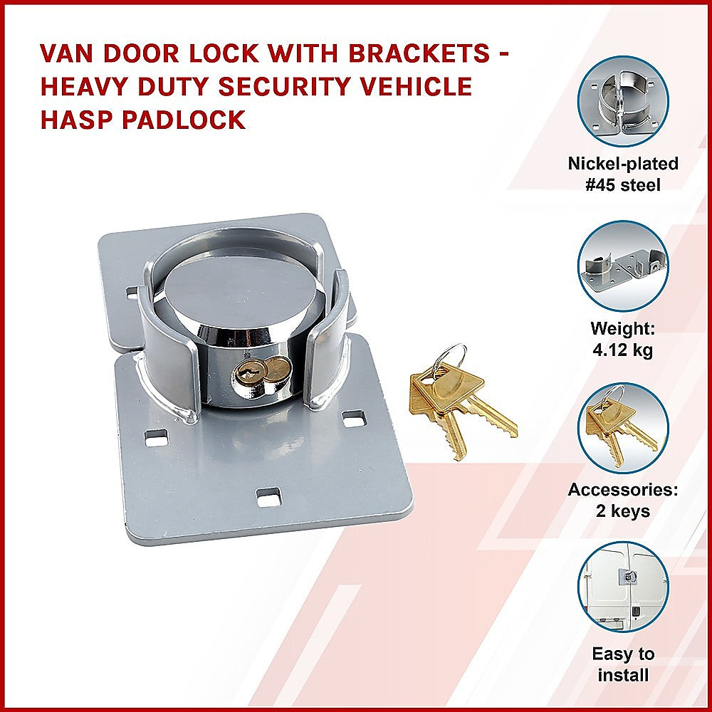 Heavy Duty Van Door Lock With Brackets Security Hasp Padlock For Vehicle Cargo Protection V63-824991