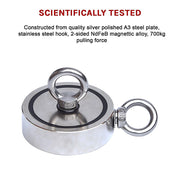 700Kg Salvage Strong Recovery Magnet Neodymium Hook Treasure Hunting Fishing V63-825001