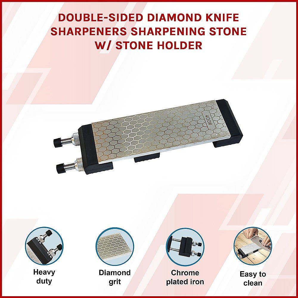 Double-Sided Diamond Knife Sharpeners Sharpening Stone W/ Stone Holder V63-825451