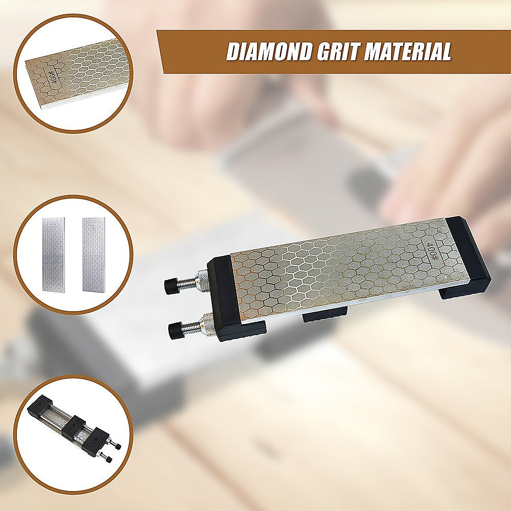 Double-Sided Diamond Knife Sharpeners Sharpening Stone W/ Stone Holder V63-825451