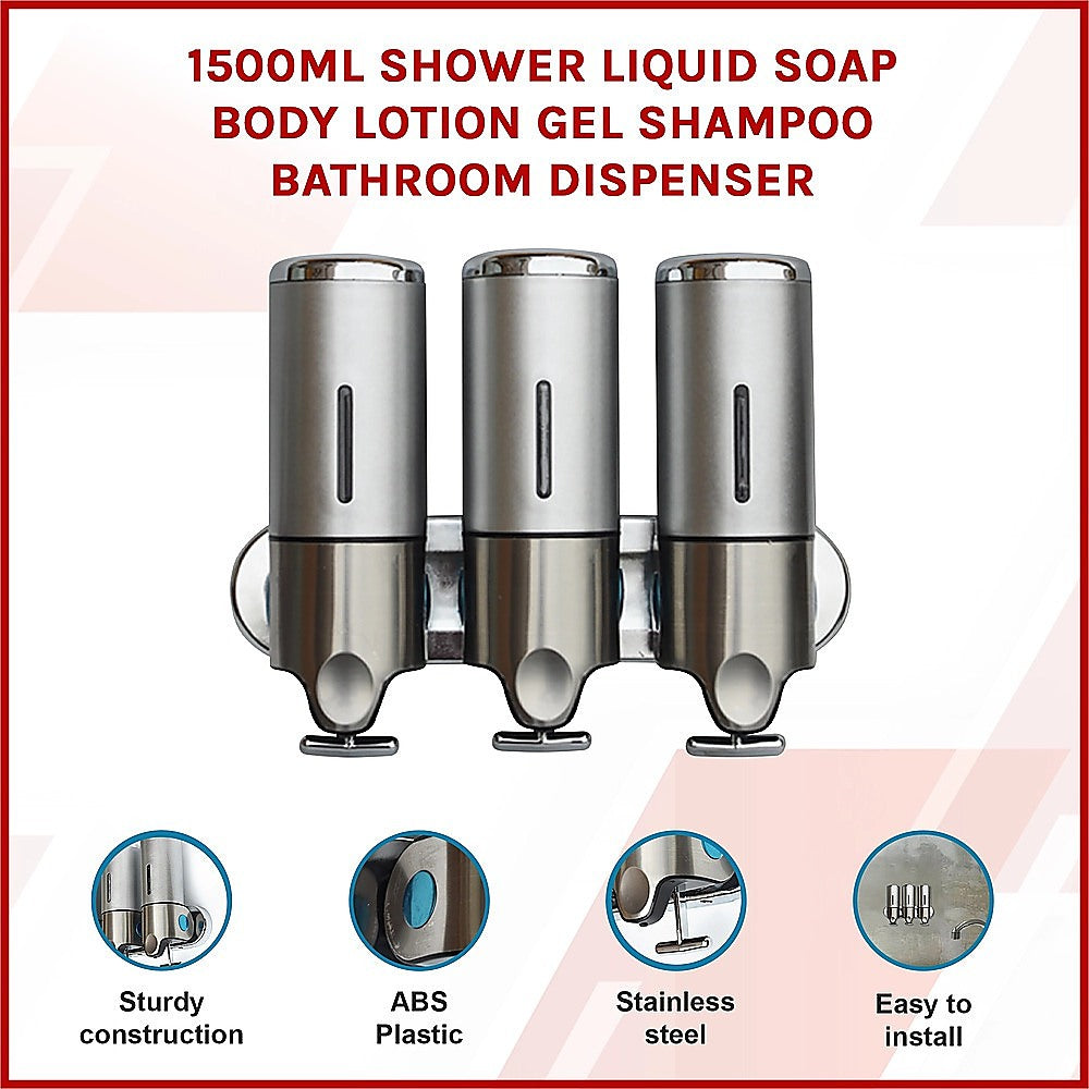 1500ml Shower Liquid Soap Body Lotion Gel Shampoo Bathroom Dispenser V63-825461