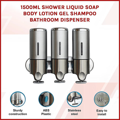 1500ml Shower Liquid Soap Body Lotion Gel Shampoo Bathroom Dispenser V63-825461