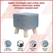 Fabric Ottoman Foot Stool Rest Pouffe Footstool Wood Storage Padded Seat V63-825501