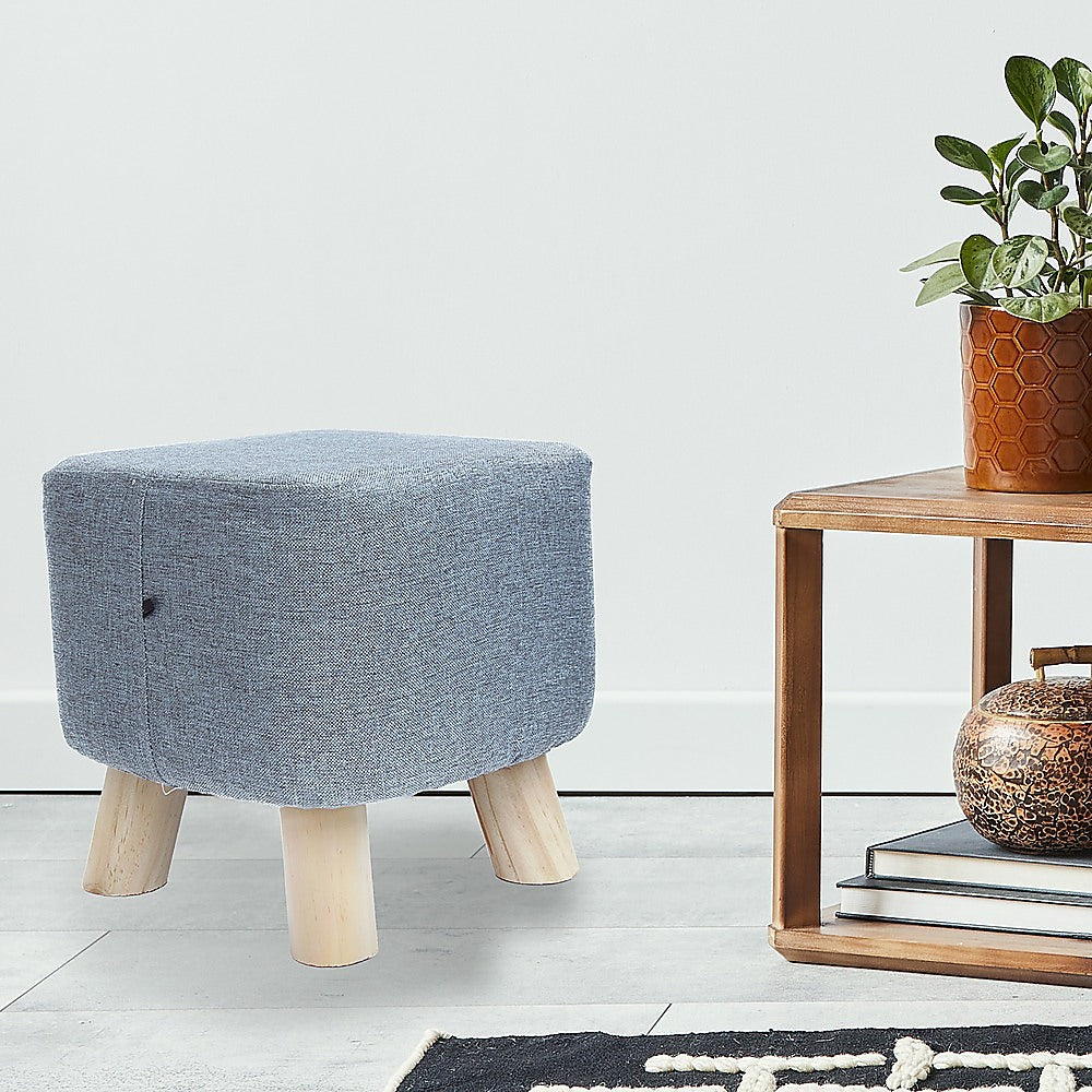 Fabric Ottoman Foot Stool Rest Pouffe Footstool Wood Storage Padded Seat V63-825501