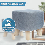 Fabric Ottoman Foot Stool Rest Pouffe Footstool Wood Storage Padded Seat V63-825501