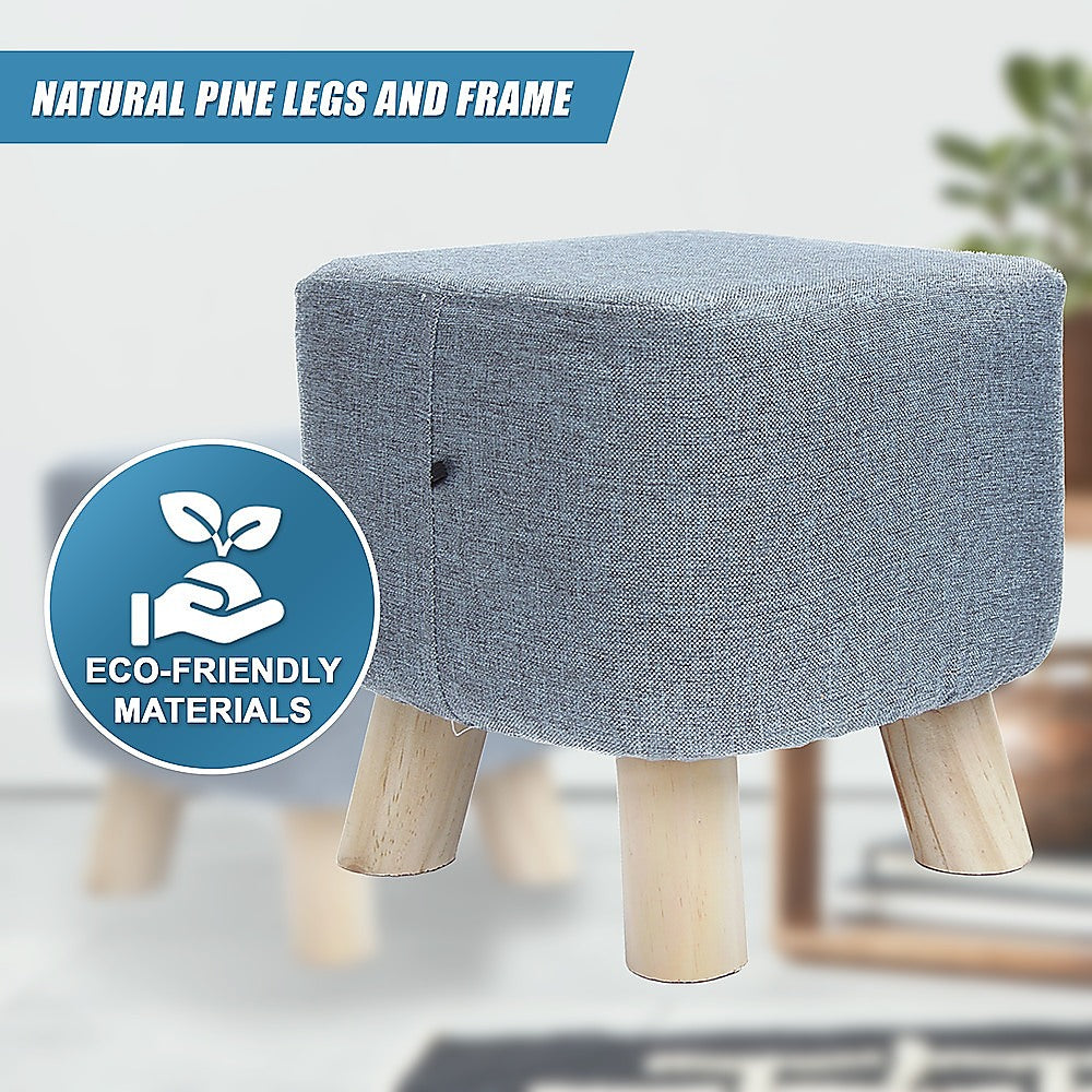 Fabric Ottoman Foot Stool Rest Pouffe Footstool Wood Storage Padded Seat V63-825501