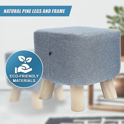 Fabric Ottoman Foot Stool Rest Pouffe Footstool Wood Storage Padded Seat V63-825501