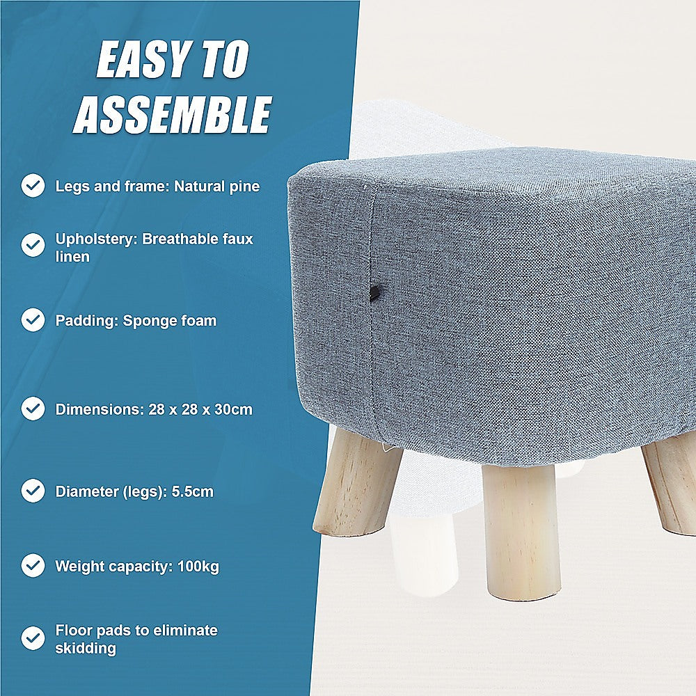 Fabric Ottoman Foot Stool Rest Pouffe Footstool Wood Storage Padded Seat V63-825501