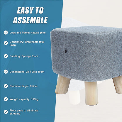 Fabric Ottoman Foot Stool Rest Pouffe Footstool Wood Storage Padded Seat V63-825501