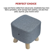 Fabric Ottoman Foot Stool Rest Pouffe Footstool Wood Storage Padded Seat V63-825501