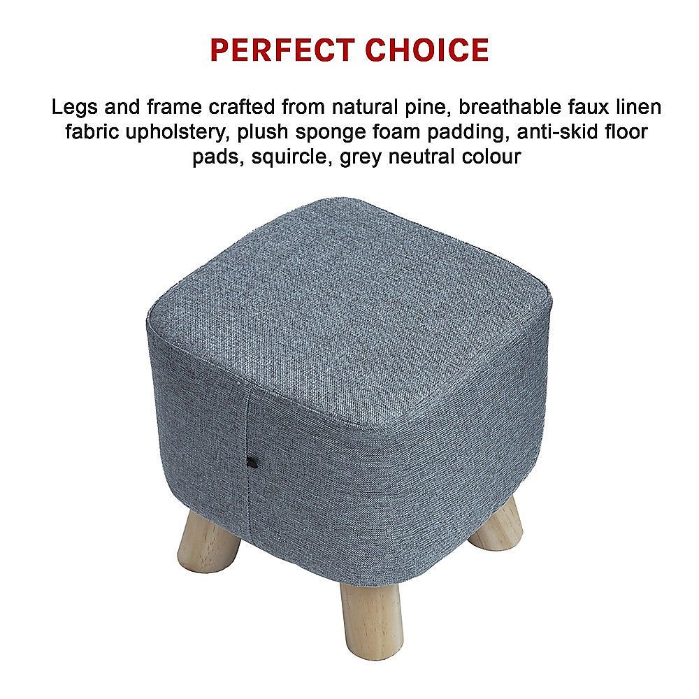Fabric Ottoman Foot Stool Rest Pouffe Footstool Wood Storage Padded Seat V63-825501