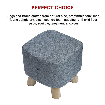 Fabric Ottoman Foot Stool Rest Pouffe Footstool Wood Storage Padded Seat V63-825501