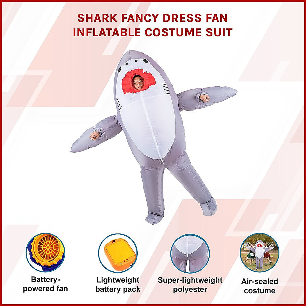 Shark Fancy Dress Fan Inflatable Costume Suit V63-825771