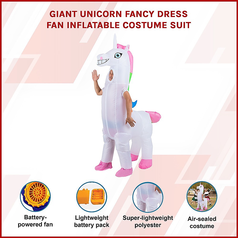 Giant Unicorn Fancy Dress Fan Inflatable Costume Suit V63-825781