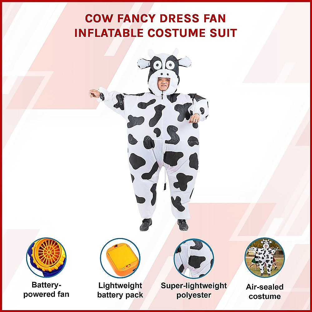 Cow Fancy Dress Fan Inflatable Costume Suit V63-825801