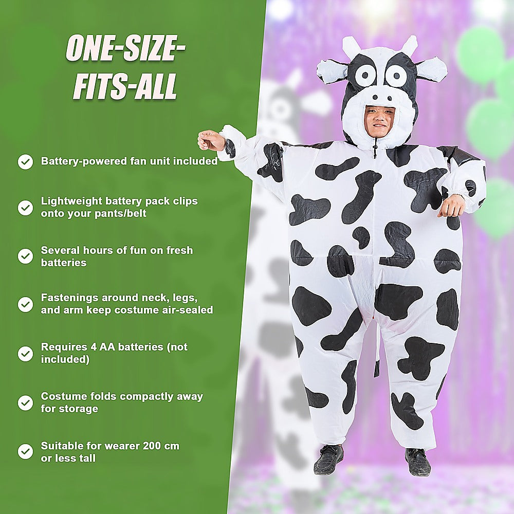 Cow Fancy Dress Fan Inflatable Costume Suit V63-825801