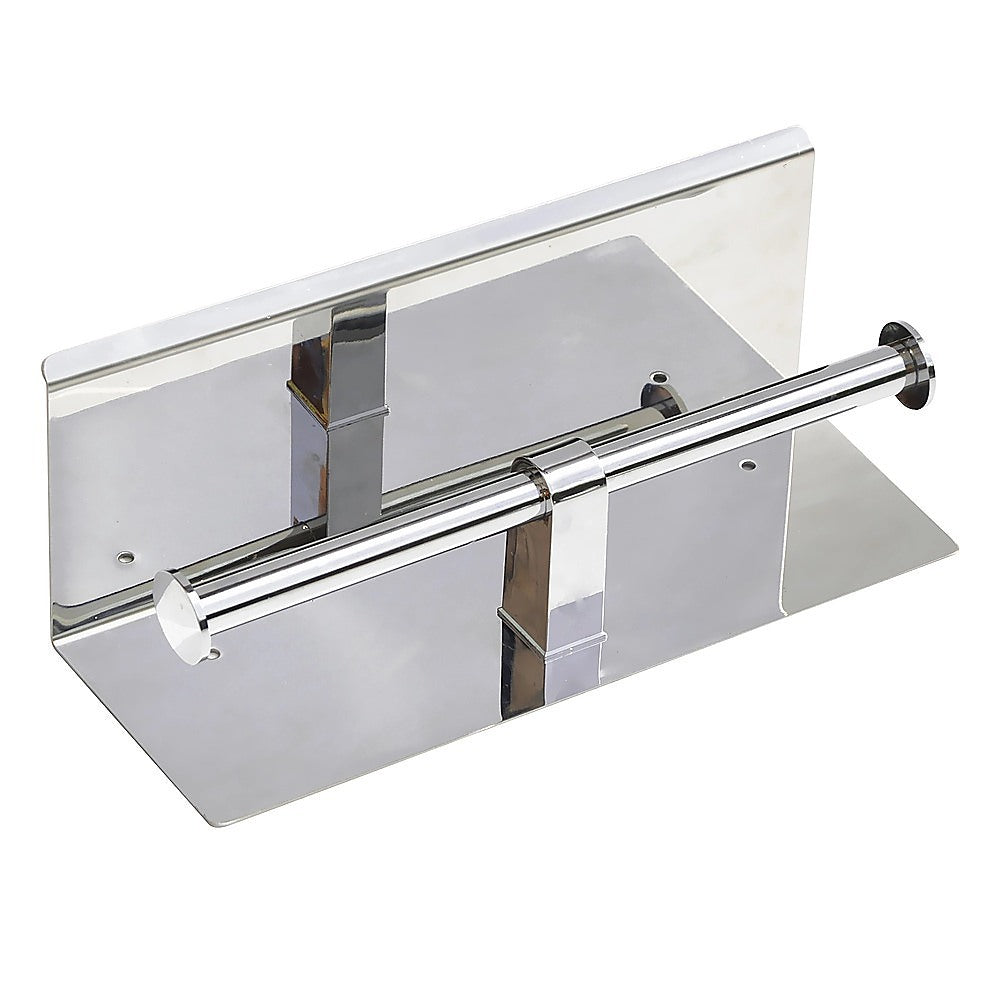 Stainless Steel Double Toilet Paper Holder Towel Roll Tissue Rack Storage Shelf V63-825811