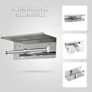 Stainless Steel Double Toilet Paper Holder Towel Roll Tissue Rack Storage Shelf V63-825811