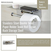 Stainless Steel Double Toilet Paper Holder Towel Roll Tissue Rack Storage Shelf V63-825811